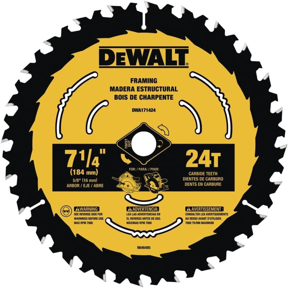 DEWALT Circular Saw Blade, 7 1/4 Inch, 24 Tooth