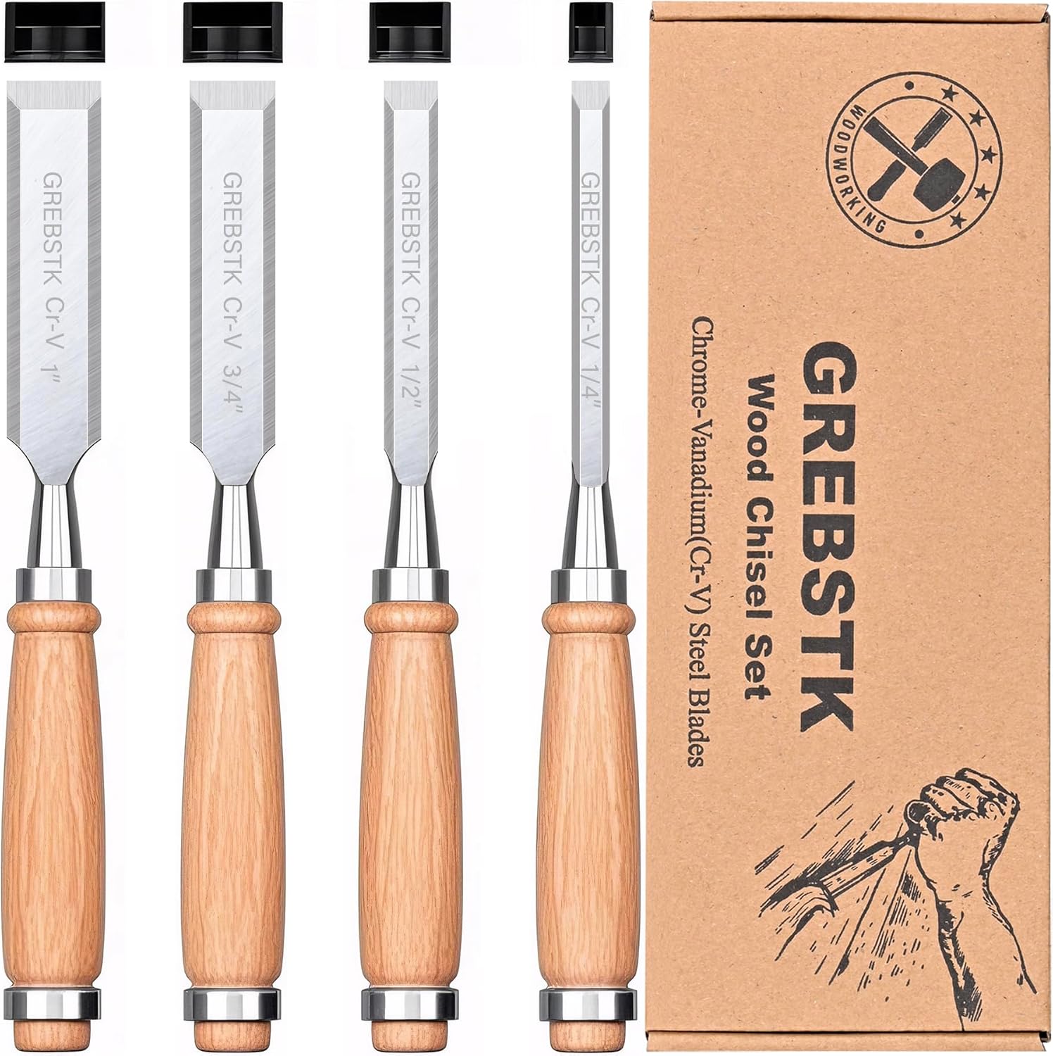 GREBSTK 4 Pcs Wood Chisel Set