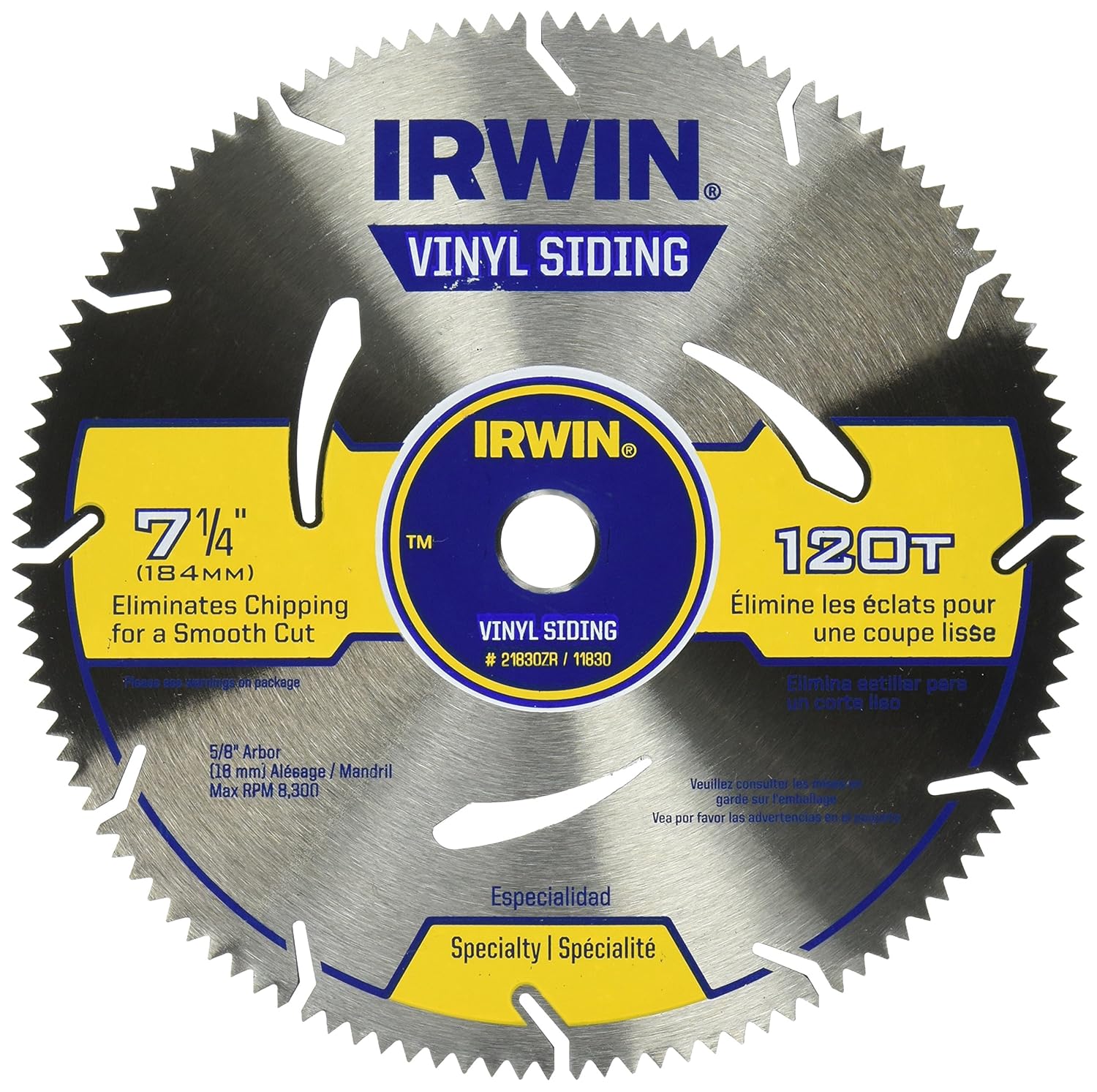 IRWIN Tools MARATHON Vinyl Siding Circular Saw Blade, 7 1/4-inch, 120T (21830ZR)