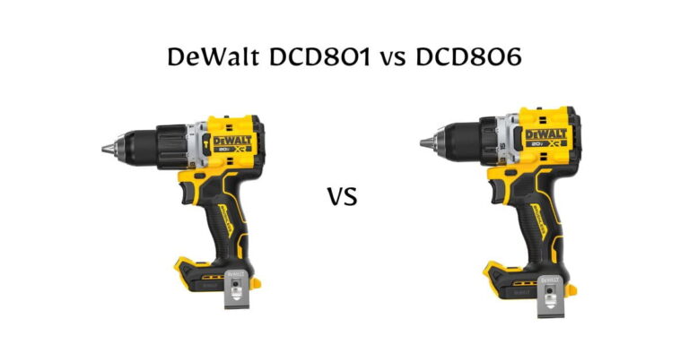 Trying to choose between DeWalt DCD801 vs DCD806? Compare torque, hammer mode, battery life, and real-world performance in one guide.